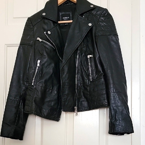 BARNEYS Originals Black Genuine Leather Biker Jacket Women's
